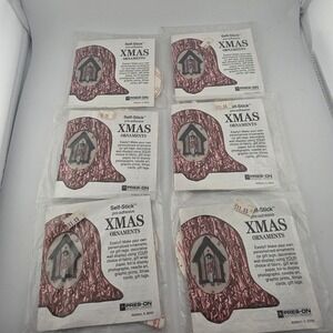 Vintage Pres-On Self Stick‎ Xmas Ornaments DIY Craft Kit Lot of 6